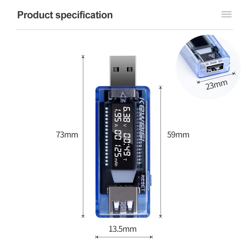 QC2.0 3.0 4-30V Electrical Power USB Capacity Voltage Tester Current Meter Monit