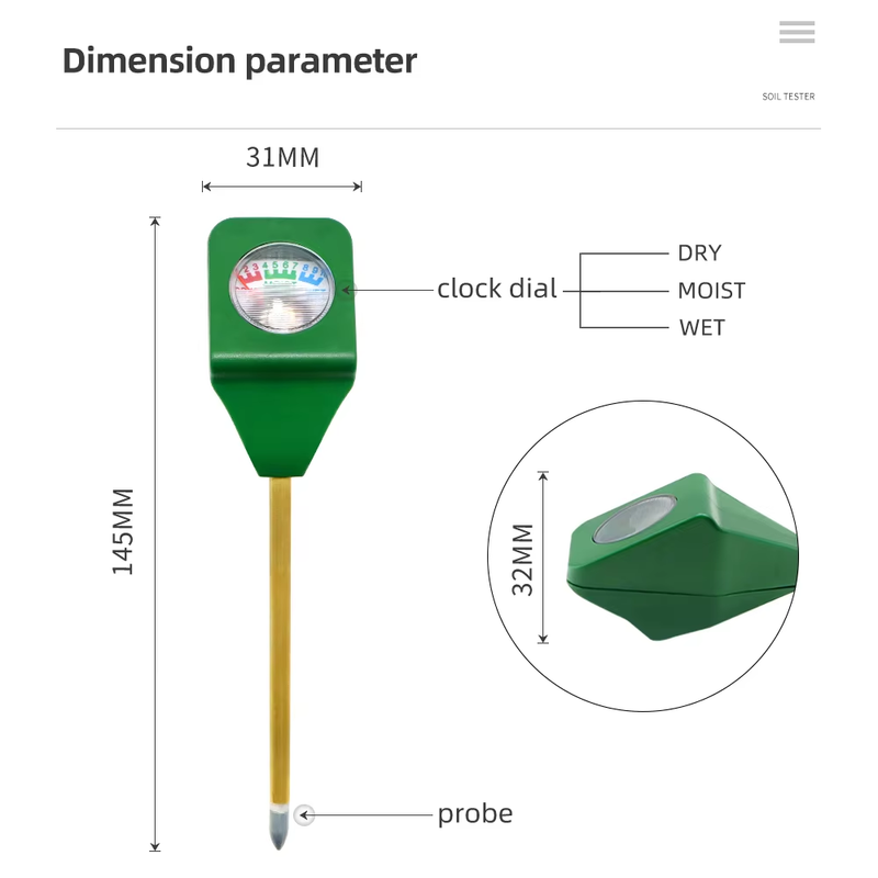 Mini Soil Tester Soil Moisture Sensor Meter Hygrometer Metal Probe Garden Plant