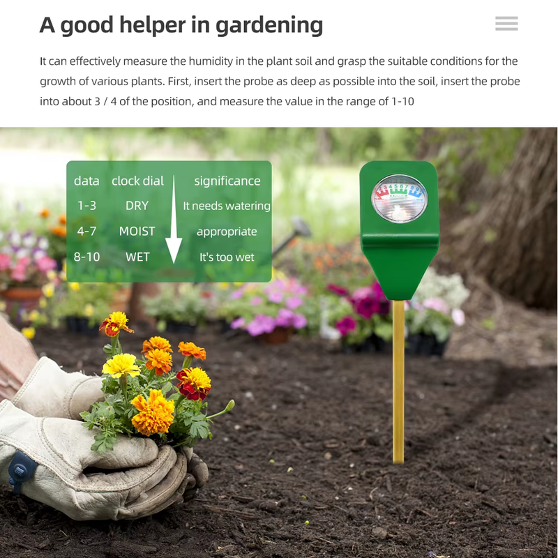 Mini Soil Tester Soil Moisture Sensor Meter Hygrometer Metal Probe Garden Plant