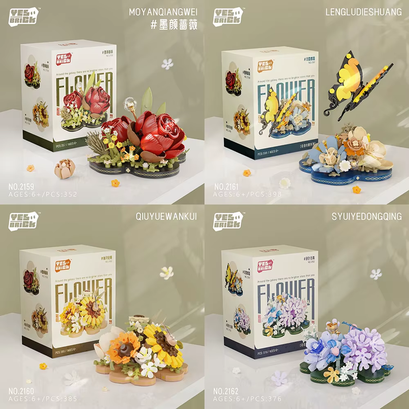 Flower Bouquet Building Set, Mini Bricks Building Blocks Artificial Flowers, DIY