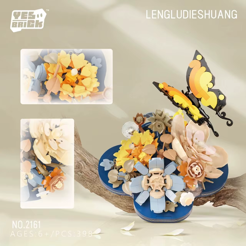 Flower Bouquet Building Set, Mini Bricks Building Blocks Artificial Flowers, DIY