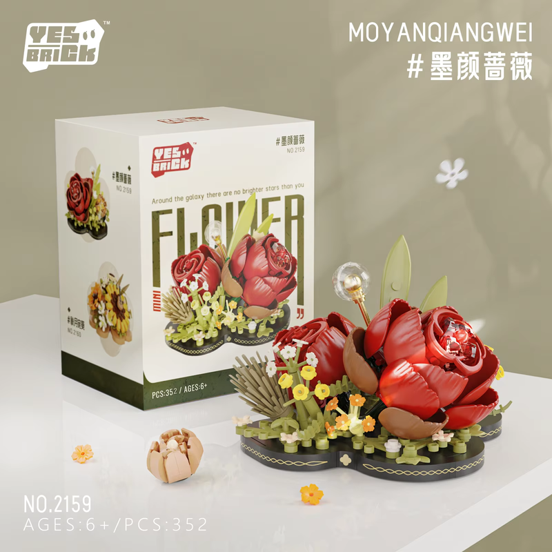 Flower Bouquet Building Set, Mini Bricks Building Blocks Artificial Flowers, DIY