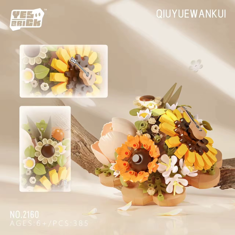Flower Bouquet Building Set, Mini Bricks Building Blocks Artificial Flowers, DIY