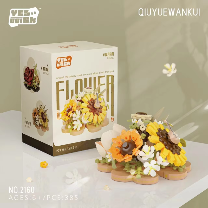 Flower Bouquet Building Set, Mini Bricks Building Blocks Artificial Flowers, DIY