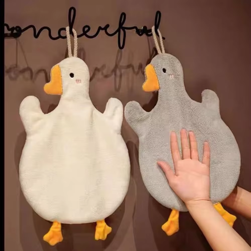 Hand Towel Thickened Absorbent Quick Dry Goose Cartoon Kitchen Hangable Cartoon