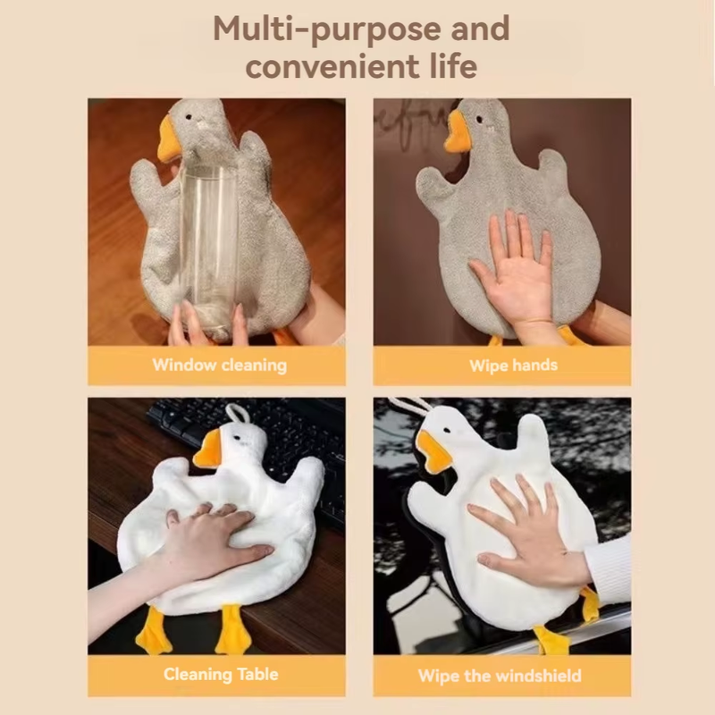 Hand Towel Thickened Absorbent Quick Dry Goose Cartoon Kitchen Hangable Cartoon