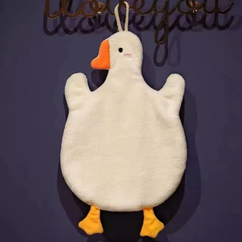 Hand Towel Thickened Absorbent Quick Dry Goose Cartoon Kitchen Hangable Cartoon