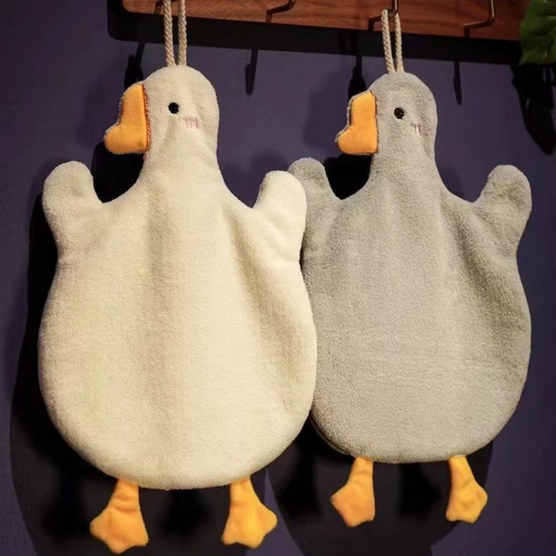 Hand Towel Thickened Absorbent Quick Dry Goose Cartoon Kitchen Hangable Cartoon