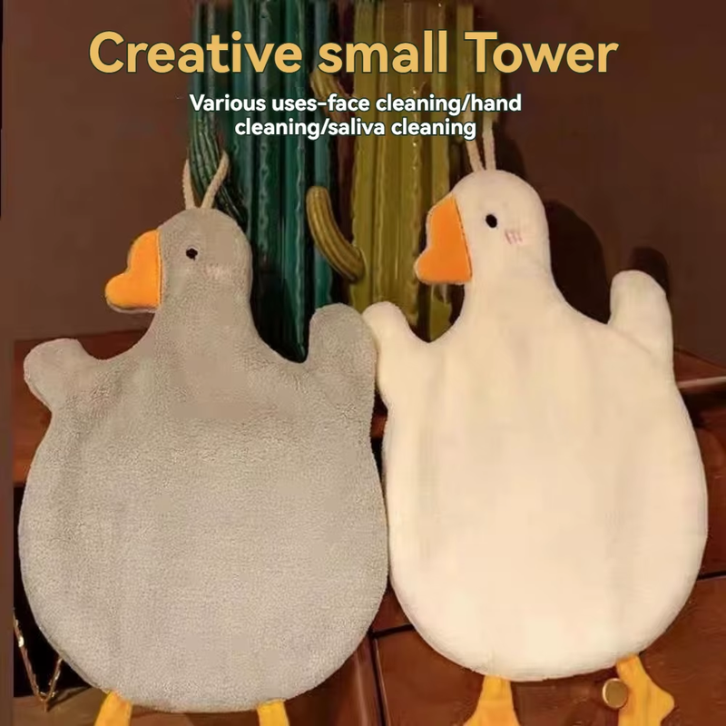 Hand Towel Thickened Absorbent Quick Dry Goose Cartoon Kitchen Hangable Cartoon