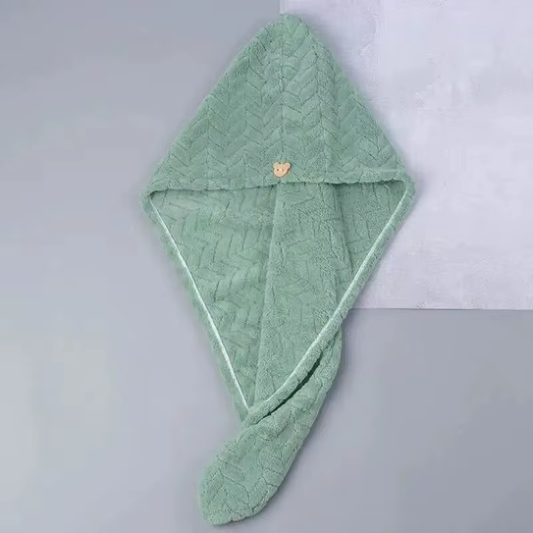 Wheat Ears Dry Hair Cap Coral Velvet Cute Bear Buckle Soft and Comfortable Simpl