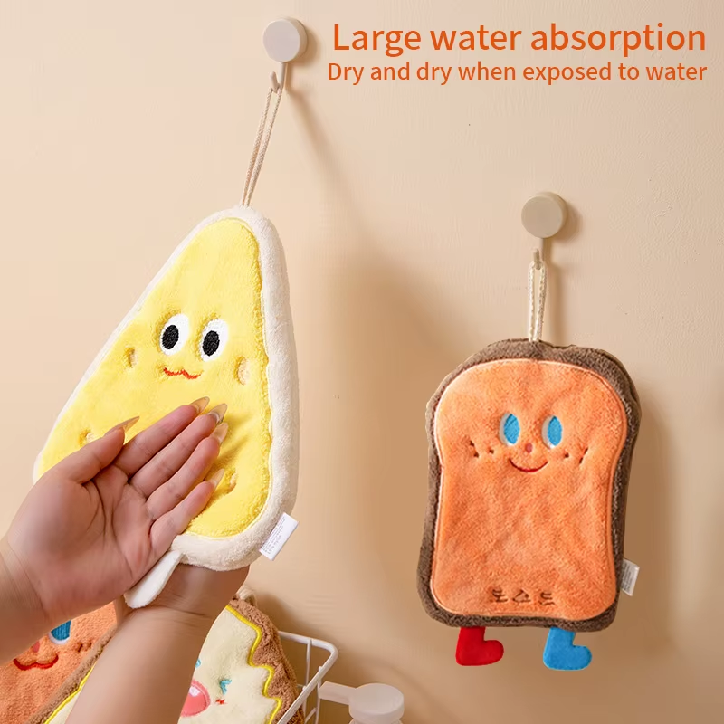 Cute Cartoon Hand Towel Hanging Kitchen Hand Wipe Quick Dry Wipe Three Layers of