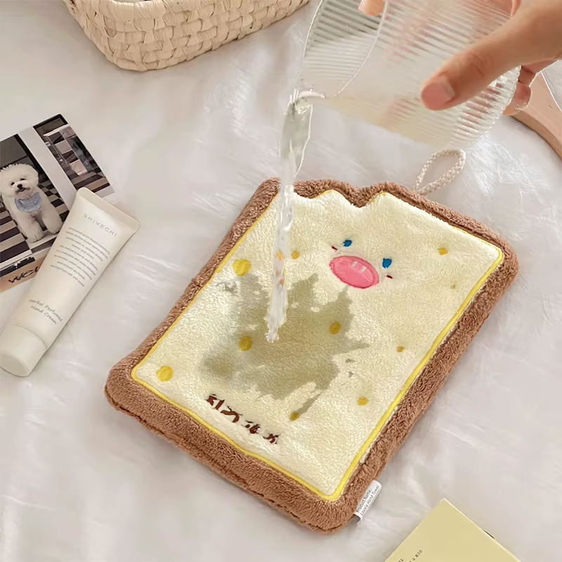 Cute Cartoon Hand Towel Hanging Kitchen Hand Wipe Quick Dry Wipe Three Layers of