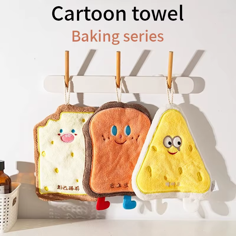 Cute Cartoon Hand Towel Hanging Kitchen Hand Wipe Quick Dry Wipe Three Layers of