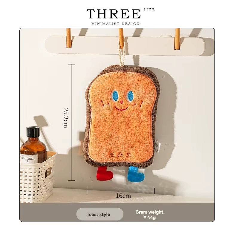 Cute Cartoon Hand Towel Hanging Kitchen Hand Wipe Quick Dry Wipe Three Layers of
