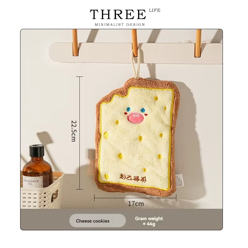 Cute Cartoon Hand Towel Hanging Kitchen Hand Wipe Quick Dry Wipe Three Layers of