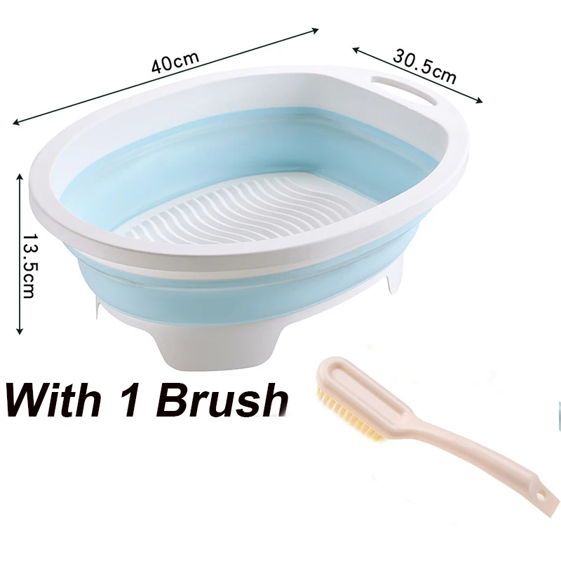 Portable Hand Washing Foldable Basin with Brush Home School Dormitory Washboard