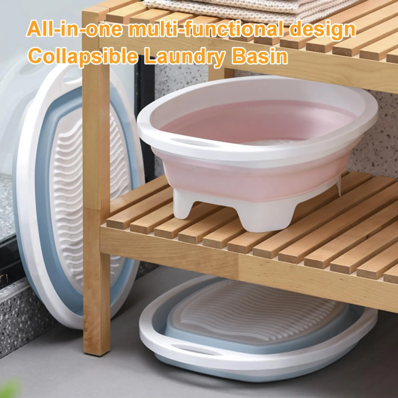 Portable Hand Washing Foldable Basin with Brush Home School Dormitory Washboard