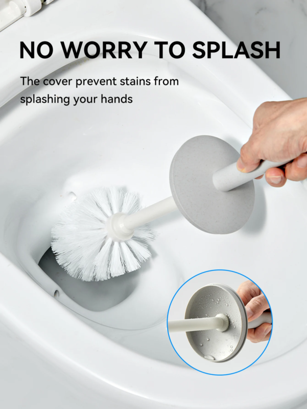 Plastic Toilet Brush with Standing Base Long Handle Toilet Cleaning Brush for WC