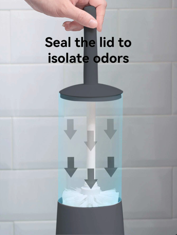 Plastic Toilet Brush with Standing Base Long Handle Toilet Cleaning Brush for WC