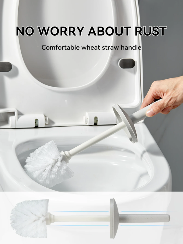 Plastic Toilet Brush with Standing Base Long Handle Toilet Cleaning Brush for WC
