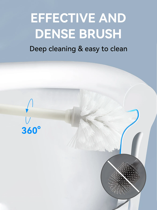 Plastic Toilet Brush with Standing Base Long Handle Toilet Cleaning Brush for WC
