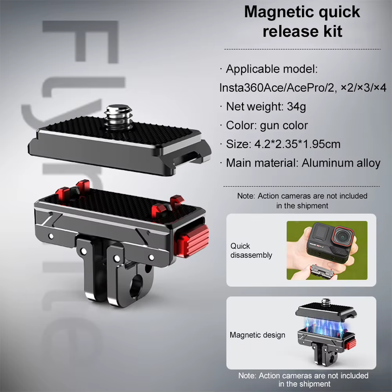 Quick Release Action Camera Tripod Adapter Mount Plate 1/4 Screw 1/4 Thread 2-Pr