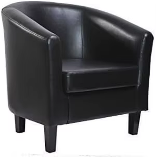 Relaxing Tub Chair, Black PU Leather Tub Chair Armchair, Club Chair Living Room,