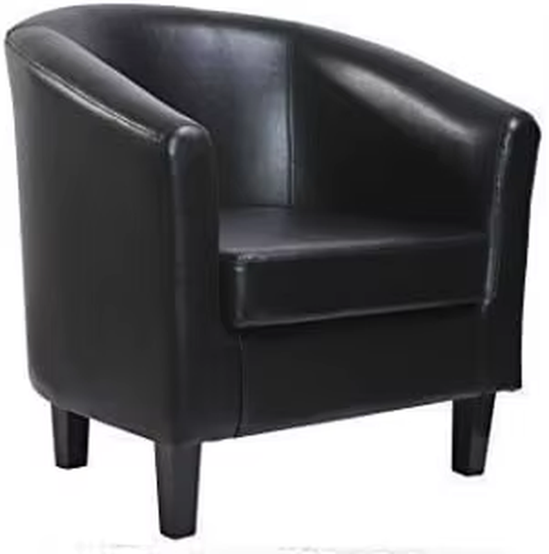 Relaxing Tub Chair, Black PU Leather Tub Chair Armchair, Club Chair Living Room,
