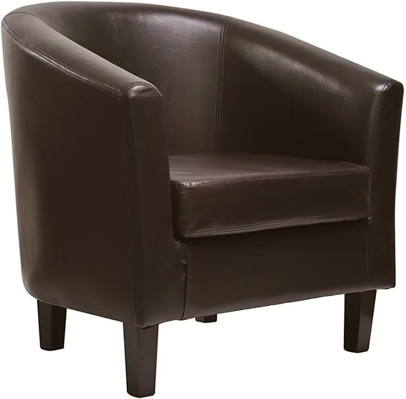 Relaxing Tub Chair, Black PU Leather Tub Chair Armchair, Club Chair Living Room,