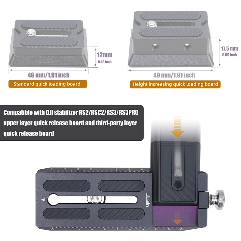 For DJI Ronin RS2/RSC2/3 RS3/RS3 PRO Quick Mounting Plate Base Is to Manfrotto A