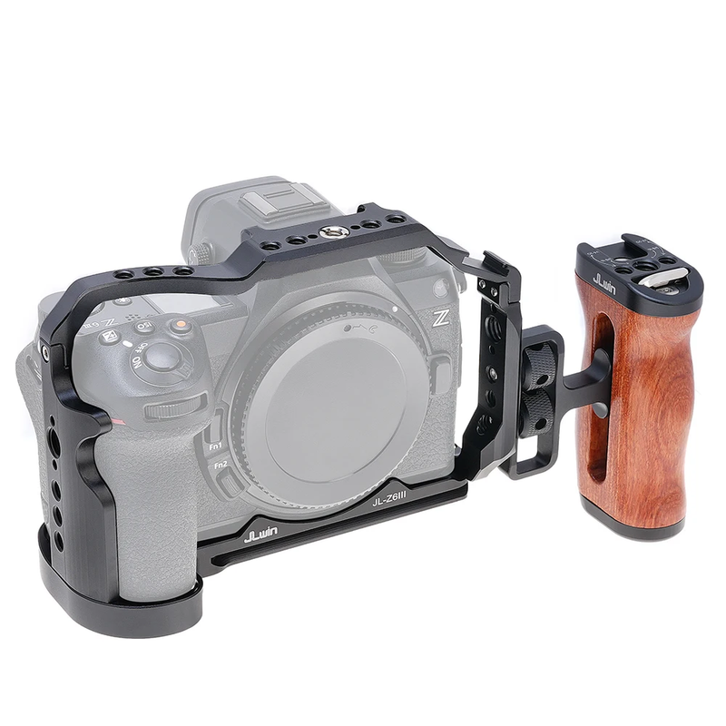 Z6III Camera Cage Wooden Side Handle Top Hand Grip Quick Release Plate Cage Rig