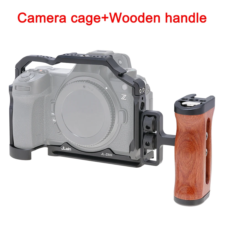 Z6III Camera Cage Wooden Side Handle Top Hand Grip Quick Release Plate Cage Rig