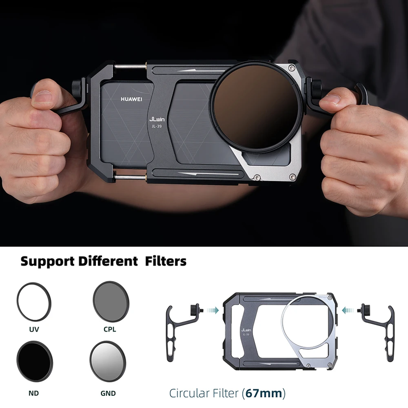 Universal Smartphone Cage Video Rig with Handles 67Mm Filter Adapter Phone Cage