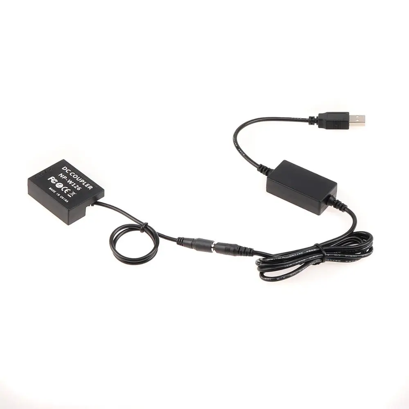 NP-W126 Dummy Battery Plate DC Couple 5V 2A USB Cable for Fuji XT2 XT3 XT20 XH1
