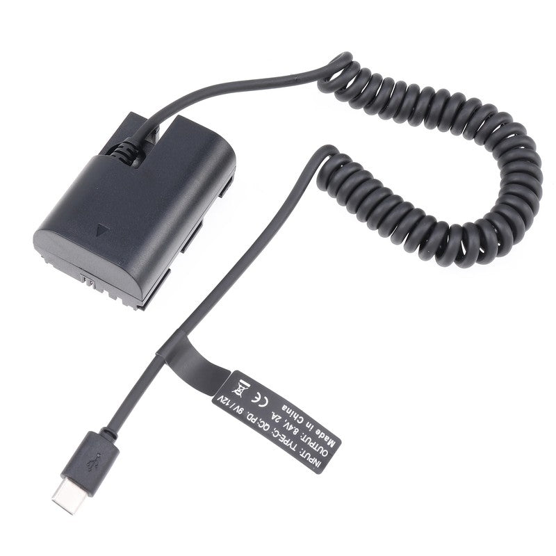 USB-C Type-C to Decoded LP-E6 Dummy Battery DR-E6 Coupler Power Supply Spring Ca