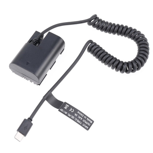 USB-C Type-C to Decoded LP-E6 Dummy Battery DR-E6 Coupler Power Supply Spring Ca