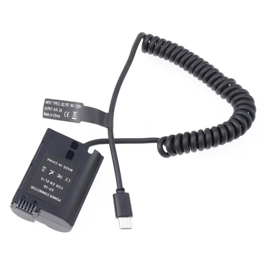 EN-EL15 Dummy Battery Adapter +Type C Cable for Nikon D500 D600 D610 D750 D780 D