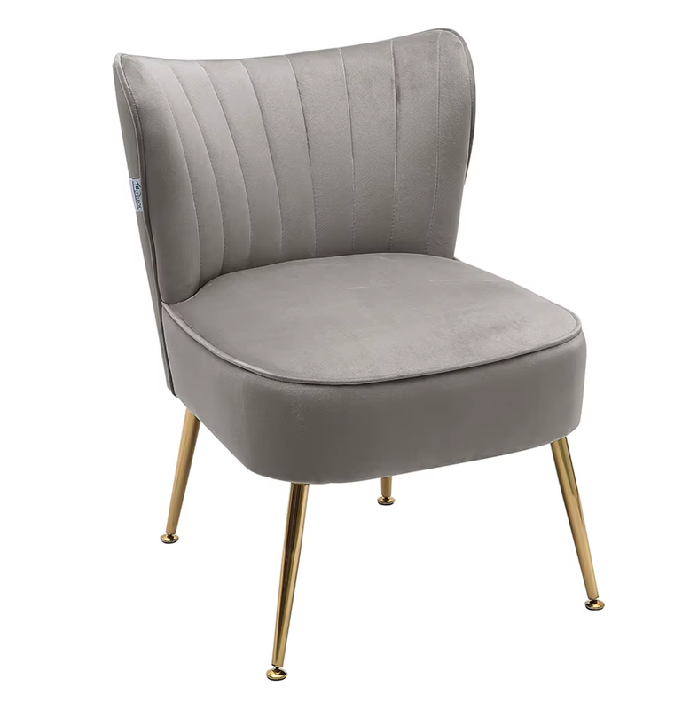 Velvet Cocktail Accent Chair, Grey