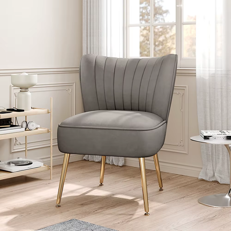Velvet Cocktail Accent Chair, Grey