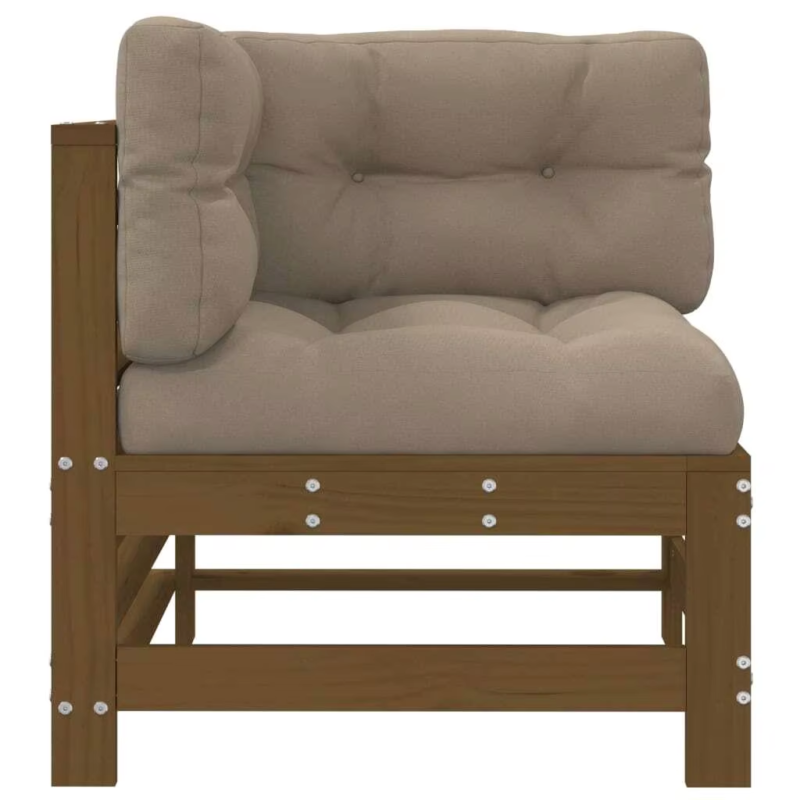 2-Piece Honey Brown Corner Sofa Set with Cushions - Solid Pine Wood