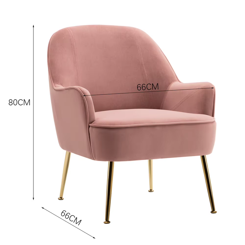 Leisure Velvet Armchair for Living Room Bedroom Home Office Study, Pink