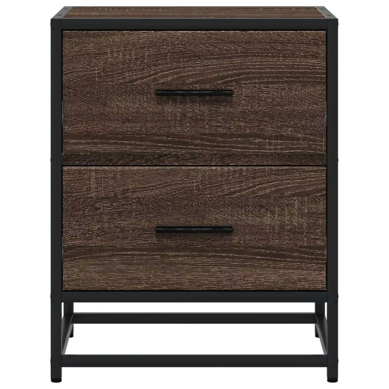 Brown Oak Bedside Cabinet 40X31X50 Cm - Durable Engineered Wood Nightstand