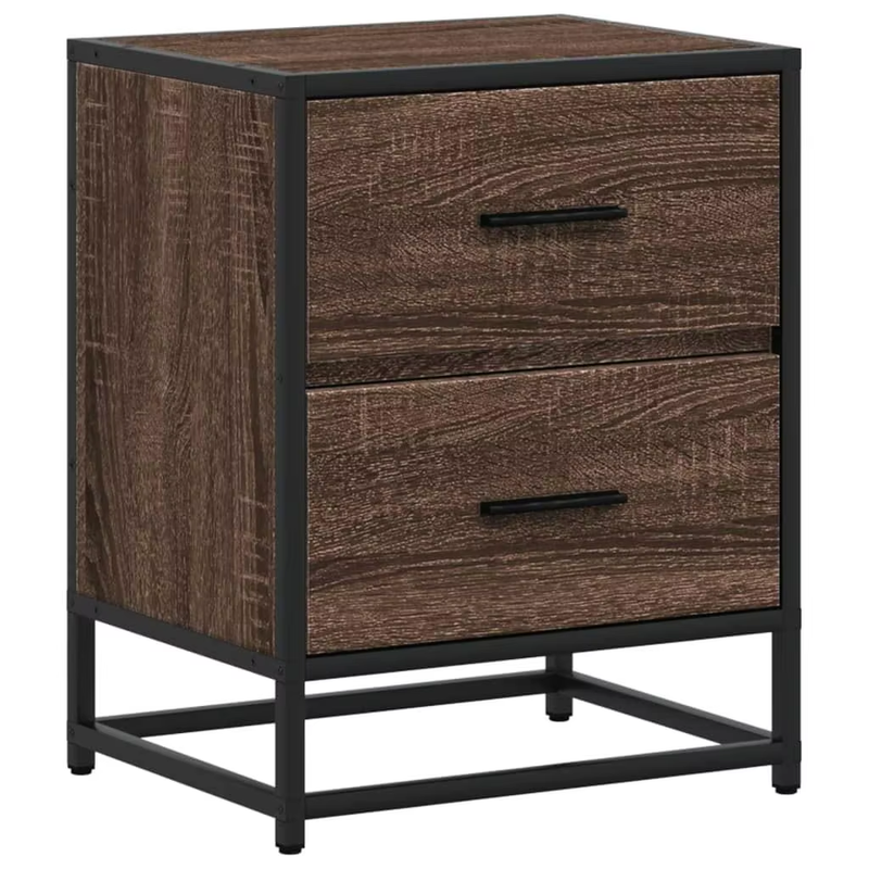 Brown Oak Bedside Cabinet 40X31X50 Cm - Durable Engineered Wood Nightstand