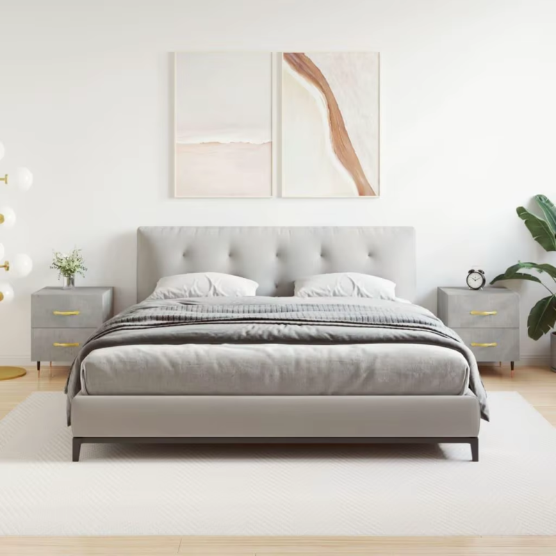 Set of 2 Concrete Grey Bedside Cabinets - 40X35X47.5 Cm Engineered Wood Nightsta