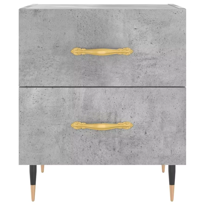 Set of 2 Concrete Grey Bedside Cabinets - 40X35X47.5 Cm Engineered Wood Nightsta