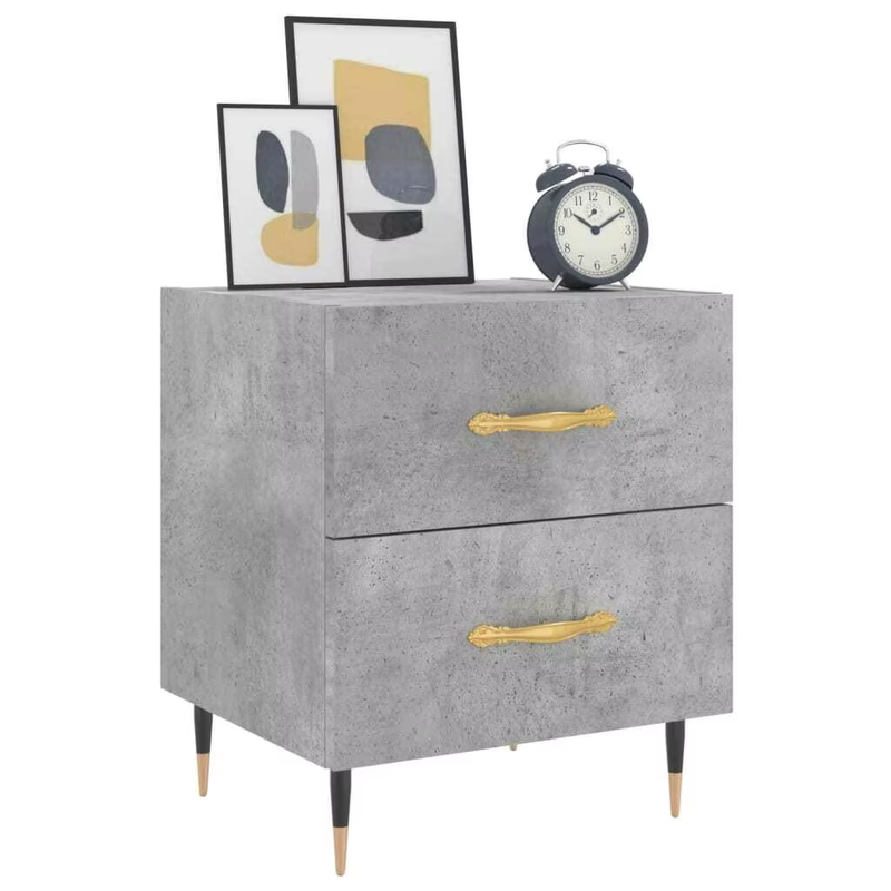 Set of 2 Concrete Grey Bedside Cabinets - 40X35X47.5 Cm Engineered Wood Nightsta