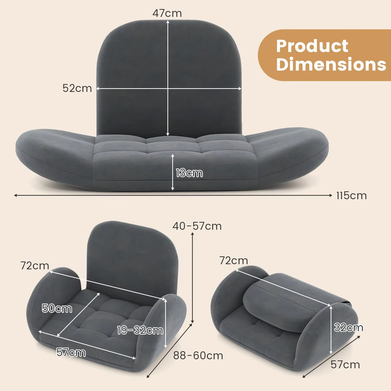 Folding Floor Game Chair for Adults, Lazy Sofa Chair with Adjustable Backrest an