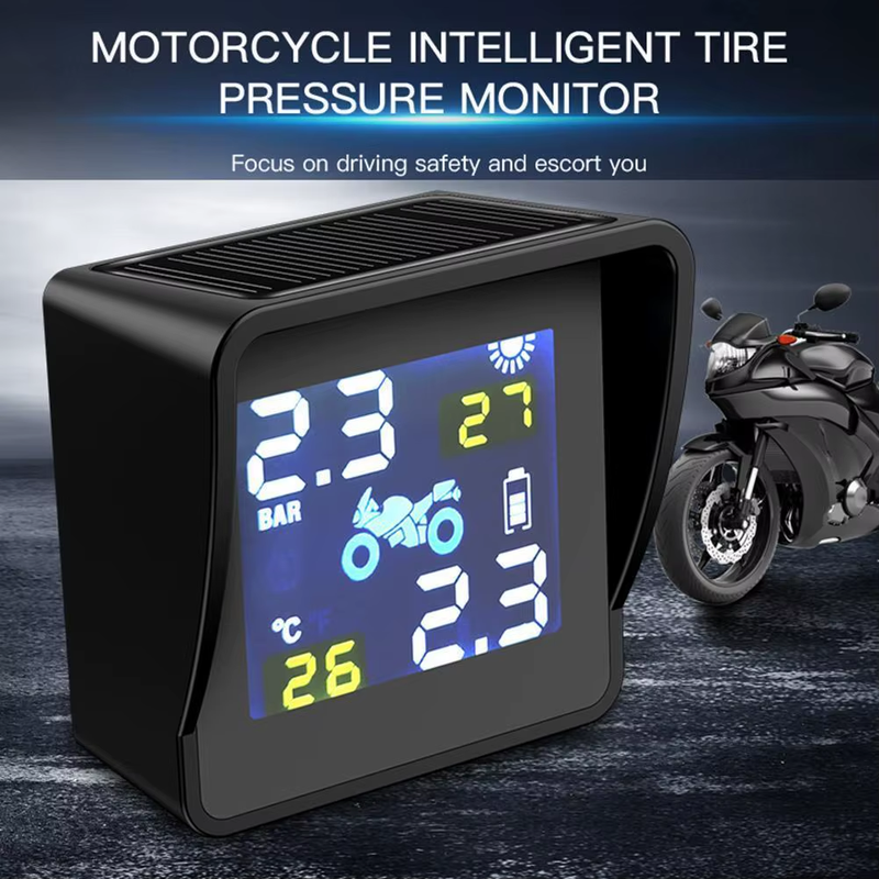 Tire Pressure Sensors Solar Charging LCD Motorcycle TPMS Tire Pressure Tyre Temp