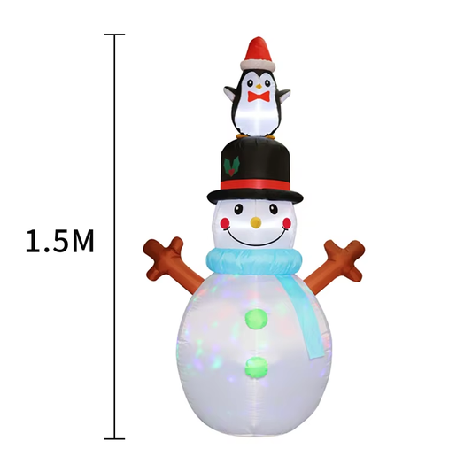 3.1M Inflatable Train and Santa Claus Snowman Christmas Tree with LED Lights, Ou