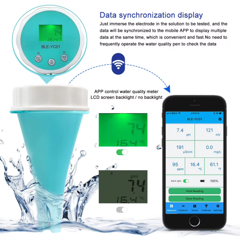 6 in 1 Smart Floating Swimming Pool Water Analyzer APP Online Monitor Water Qual